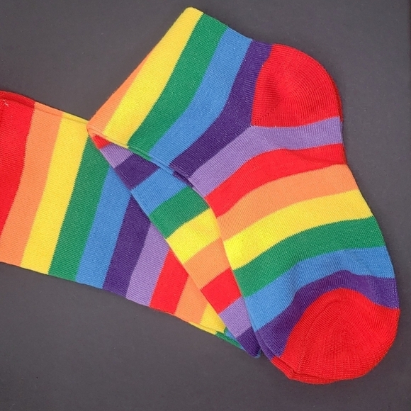 rainbow thigh high socks Over the KNEE rainbow hosiery - Picture 4 of 4
